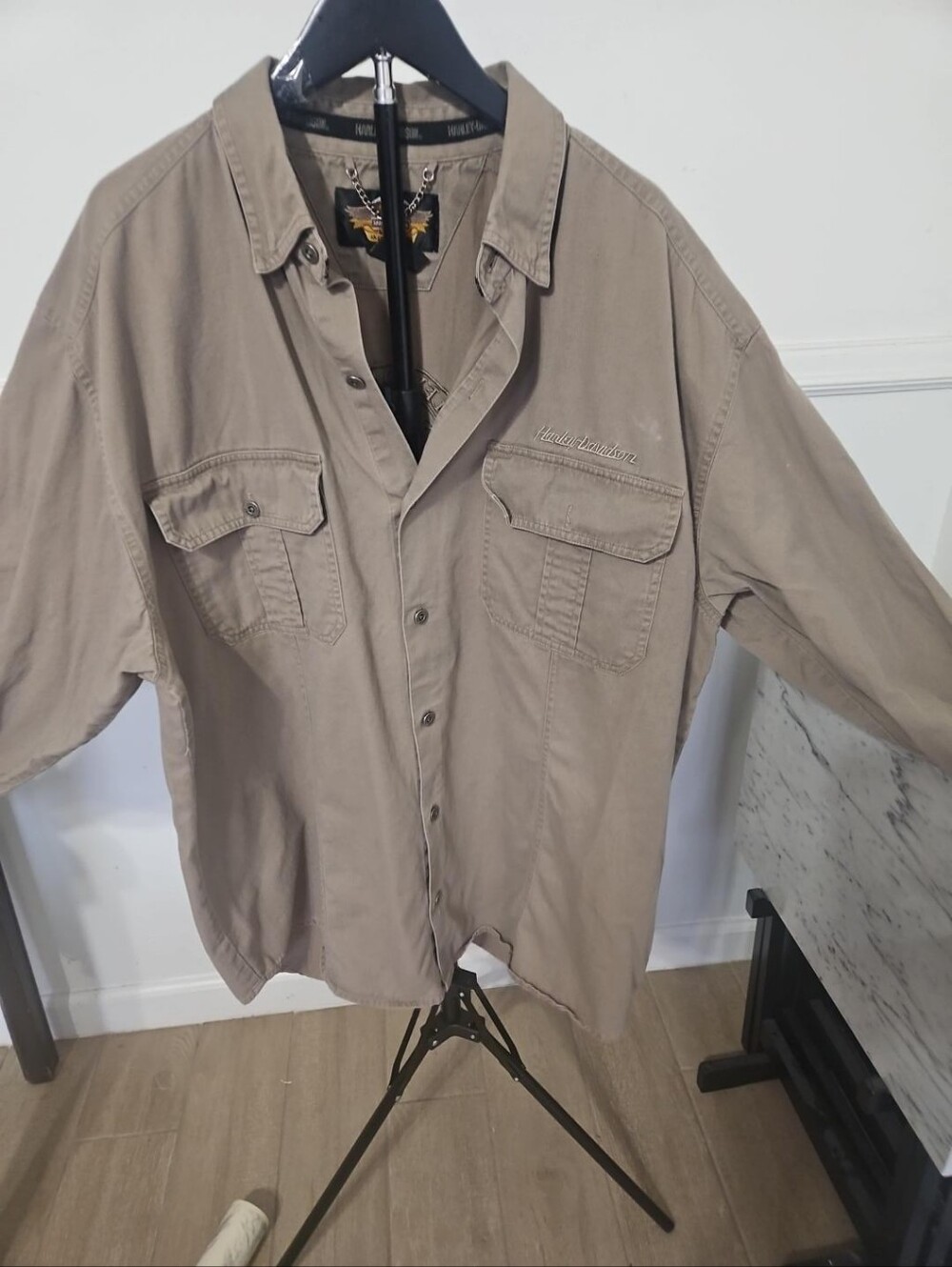 Harley-Davidson Men's Khaki long sleeve XL  Utility Shirt .